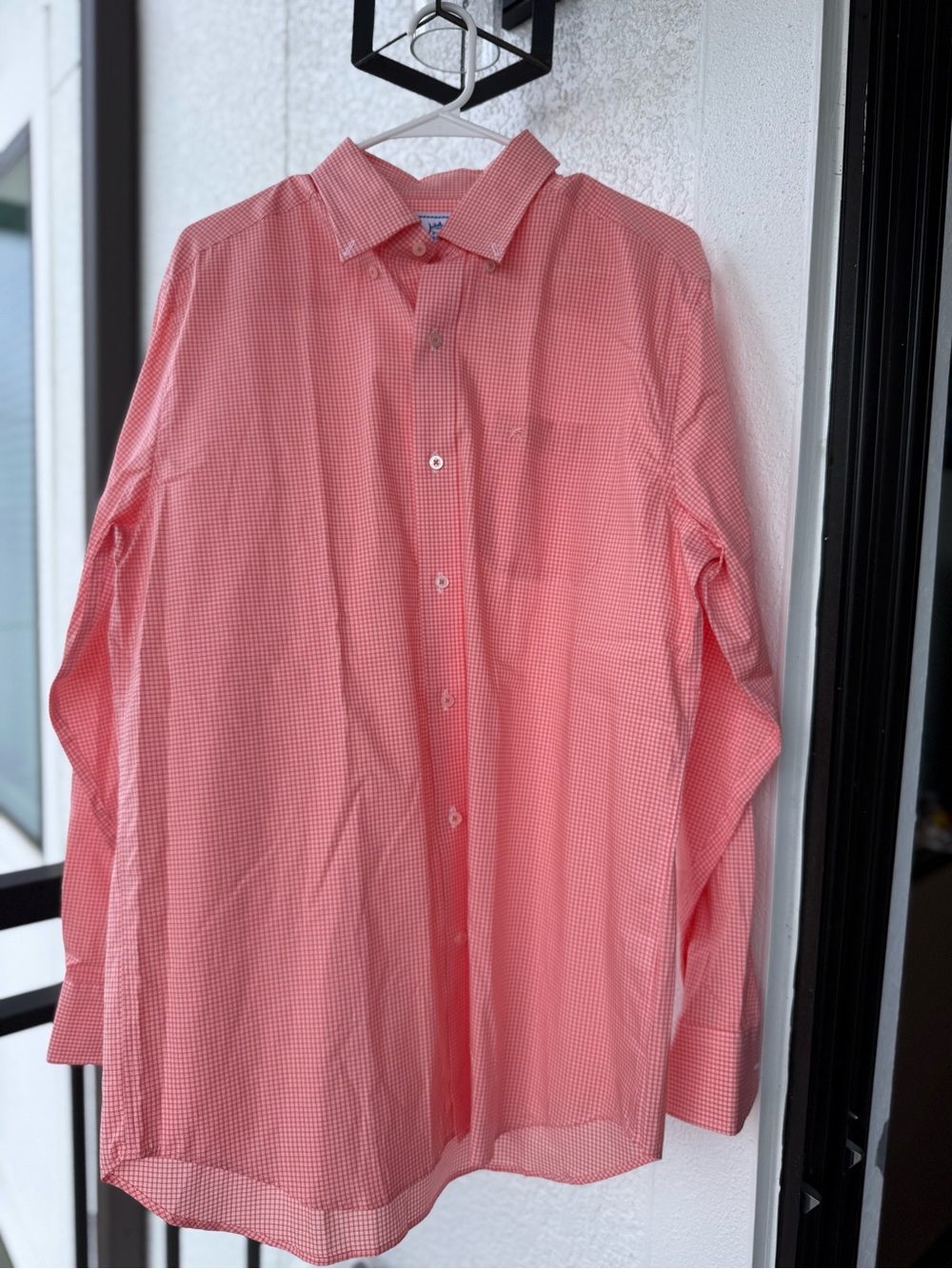 Southern Tide Coral Gingham Button-Up Shirt